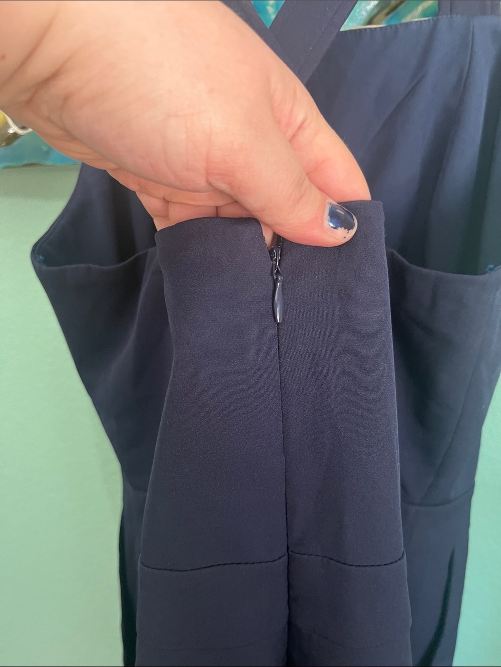 Adelyn Rae Navy Jumpsuit with Front Buttons - Picture 4 of 7